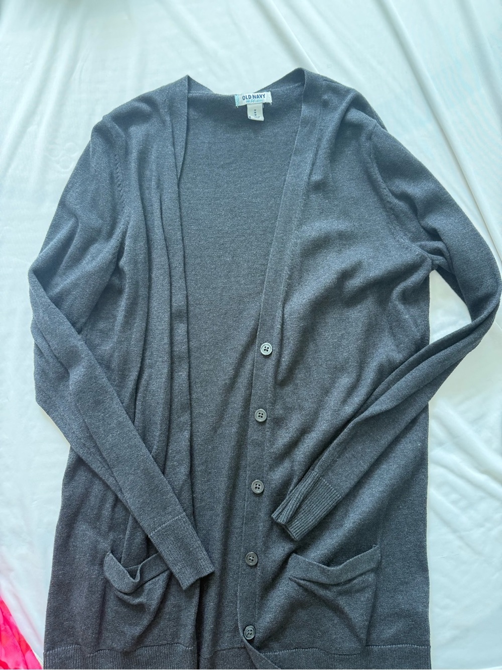 Old Navy Women's Charcoal Gray Button-Up Long Cardigan